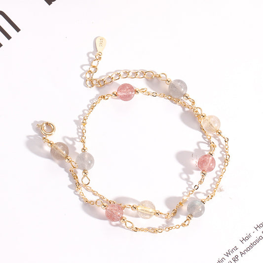 Women's Rainbow Crystal For Strawberry Moonstone Attracting Male Stable Bracelets