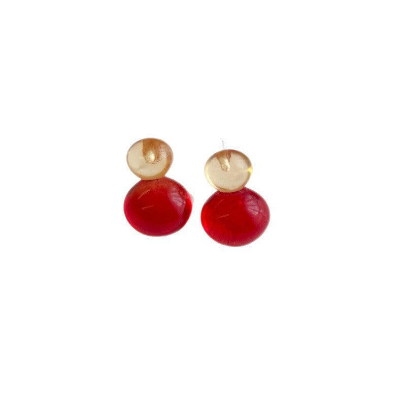 Encounter Summer Relaxation Feeling Ice Through Glass Candy Contrast Color Stud Earrings