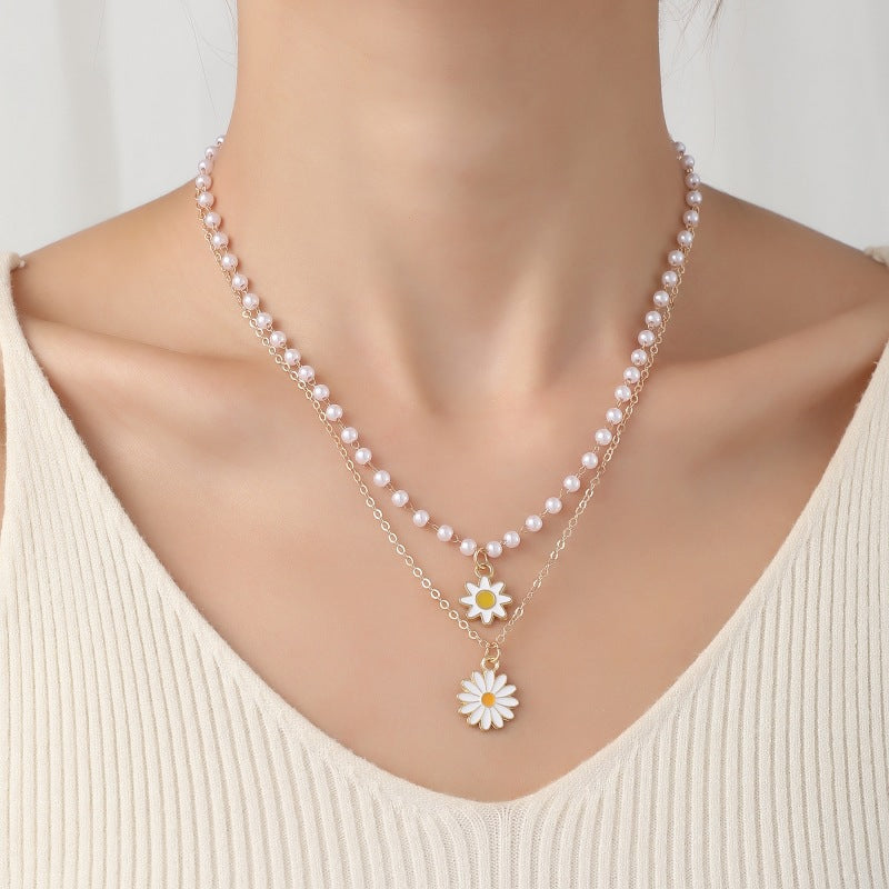 Shell Twin Bead Female Niche Stringed Pearls Necklaces