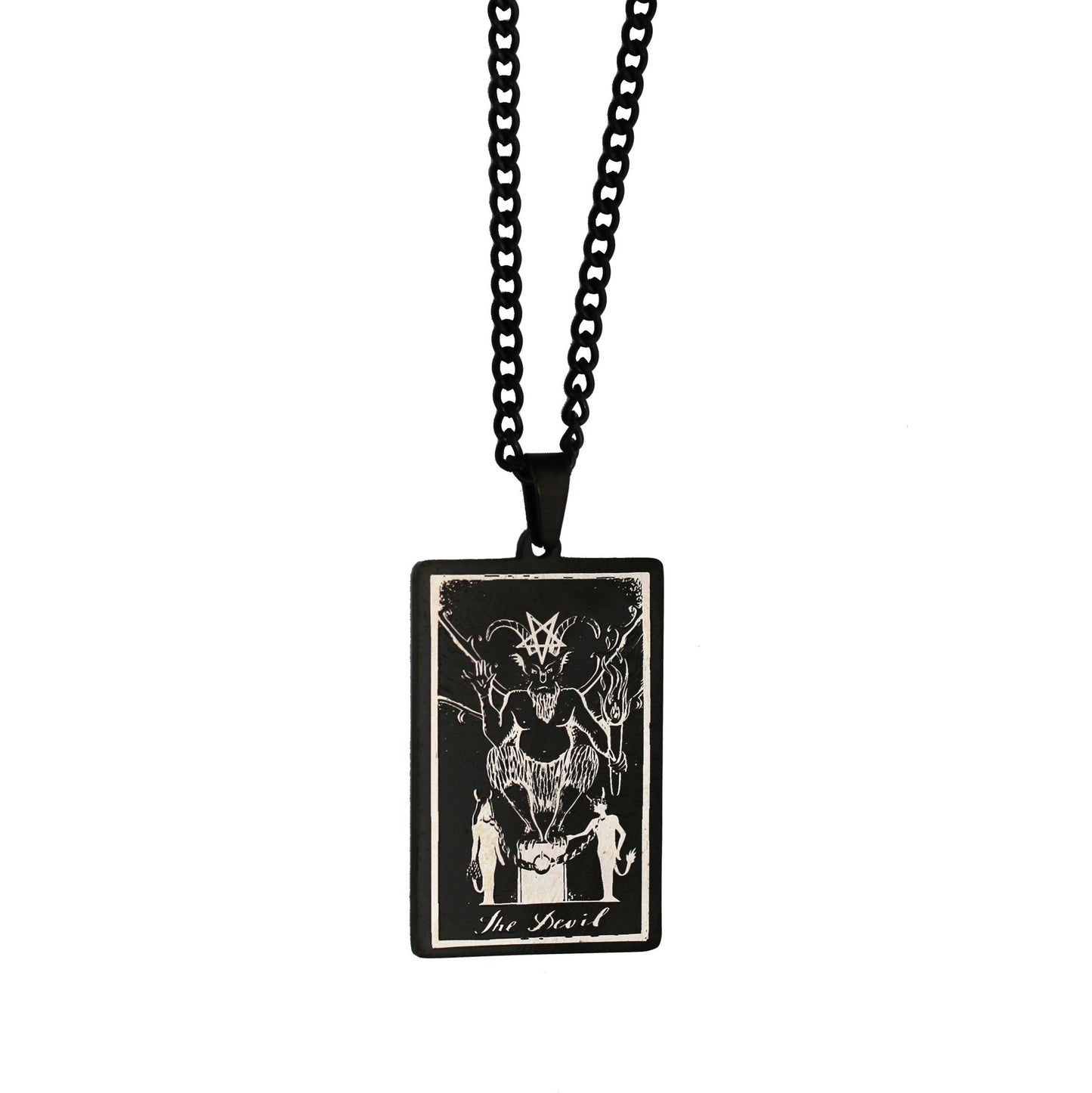 Zhang Tarot Titanium Steel Retro Rectangular Necklaces