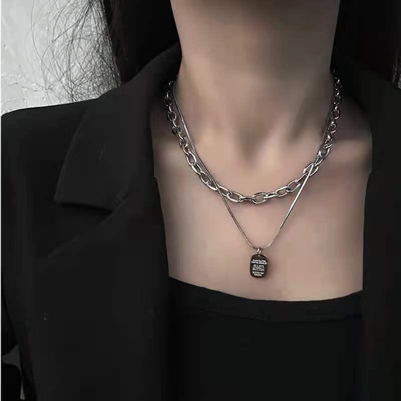 Women's & Men's Fashion Simple Titanium Steel Sweater Chain Personalized Hip Hop Necklace