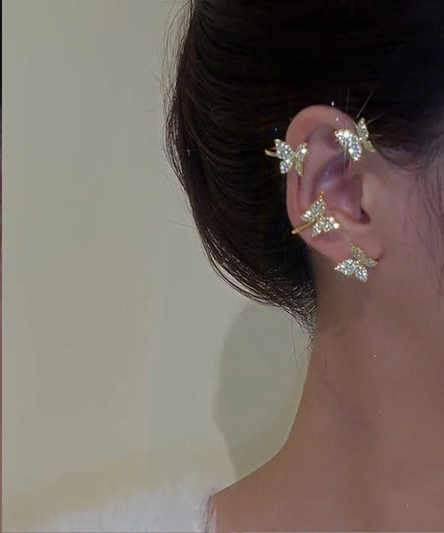 Zircon Butterfly Surrounding Adjustable Ear Female No Stud Earrings