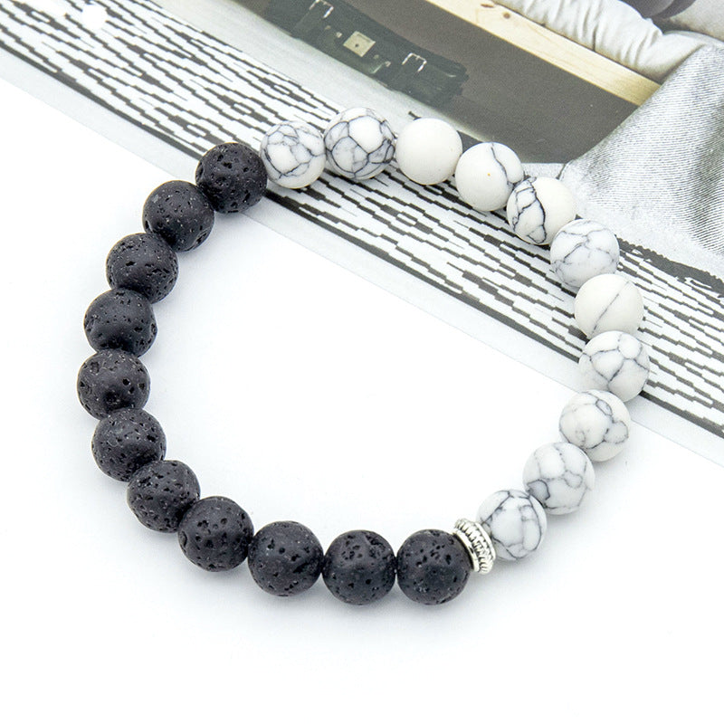 Handmade Beaded High Elasticity Black White Bracelets