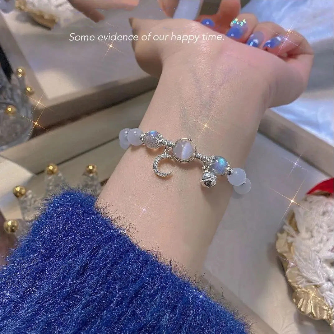 Starry Sky Butterfly Glazed Female Ice Transparent Glass Bead Bracelets