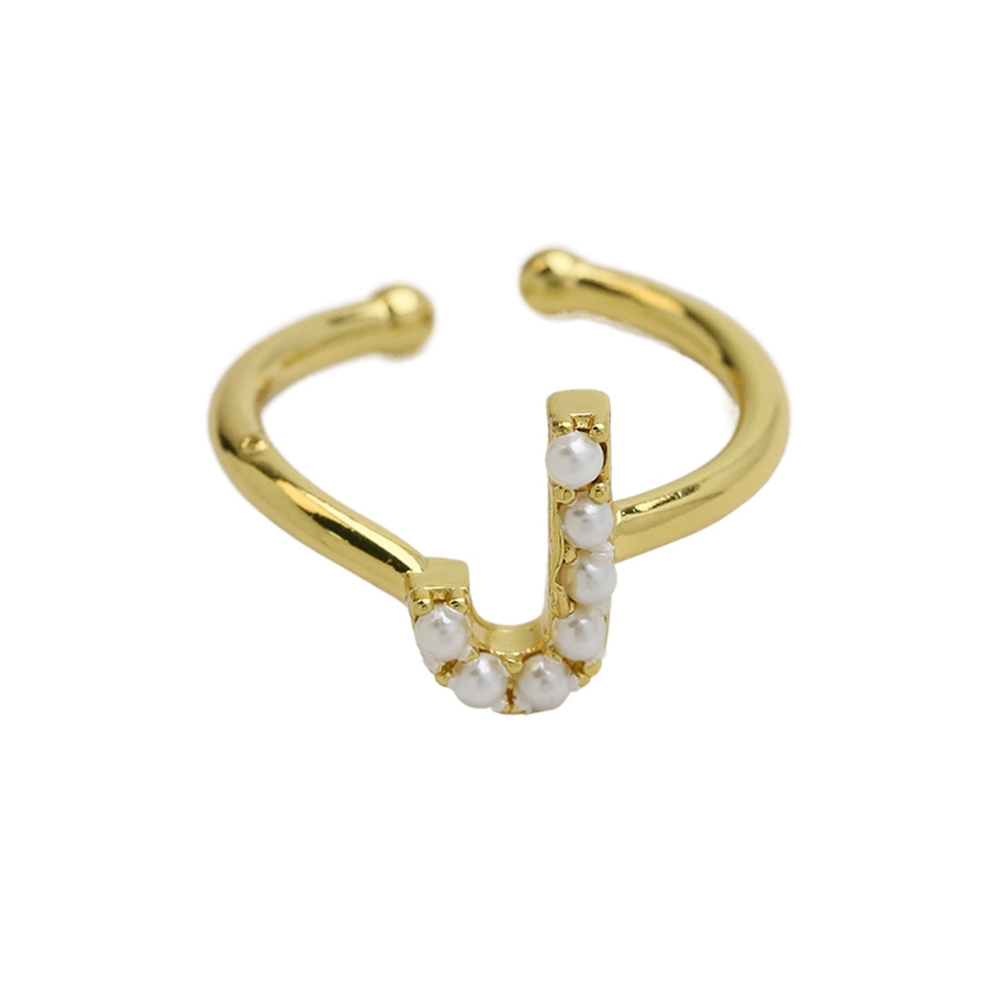 Women's Xi Brass Pearl English Letters Open Rings