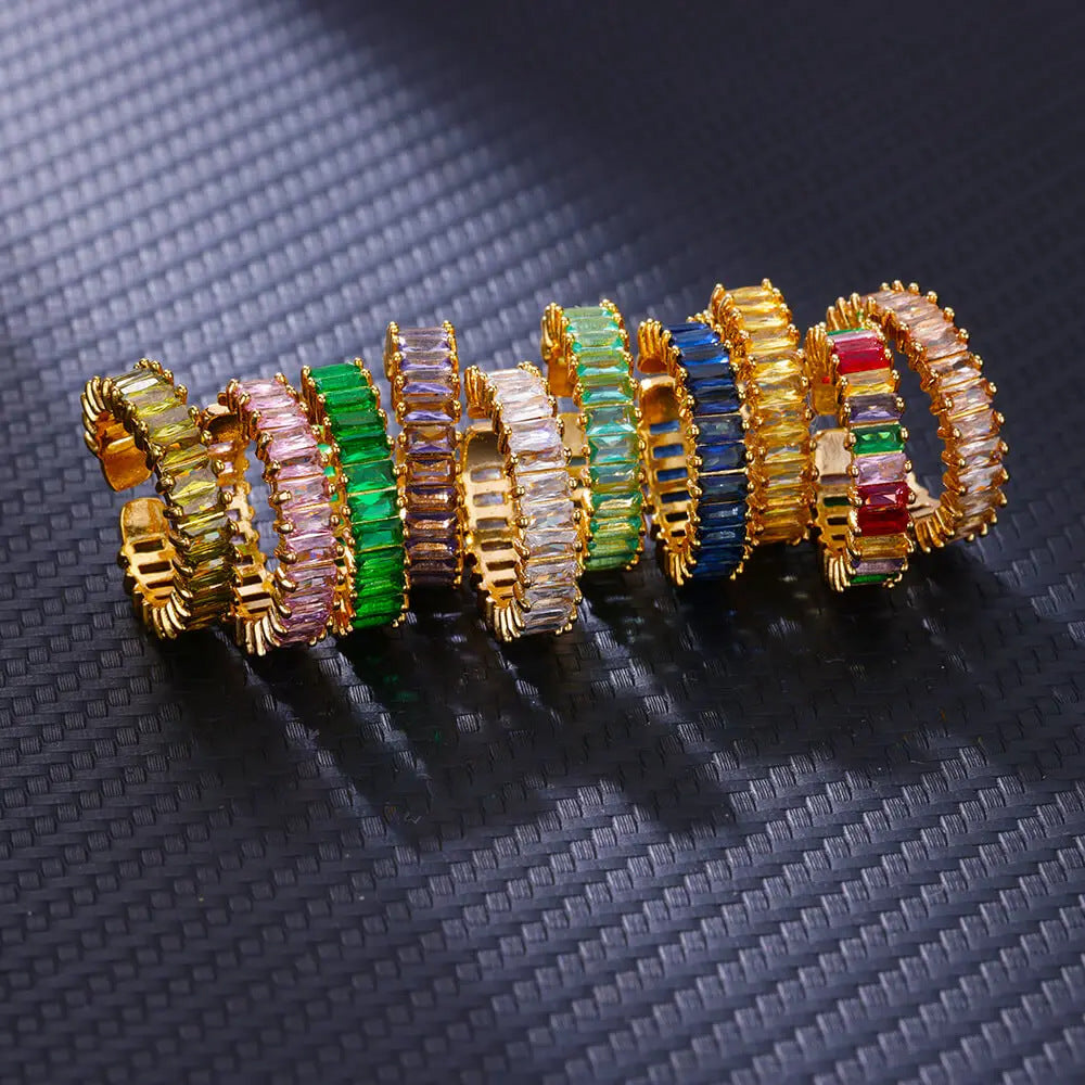 Luxury Gold Copper Plating Cubic Green Zircon Crystal Ring