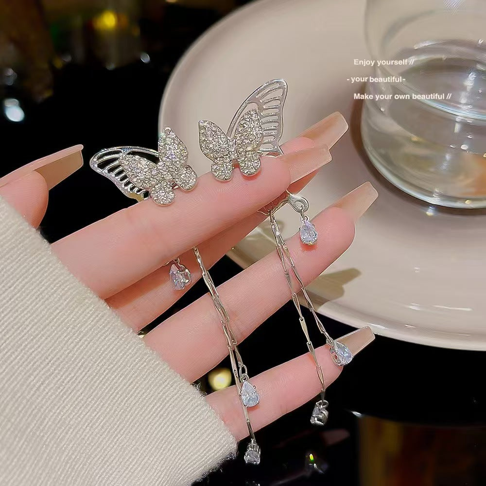 Ear Clip Fairy Temperamental Butterfly Tassel Fashionable Earrings
