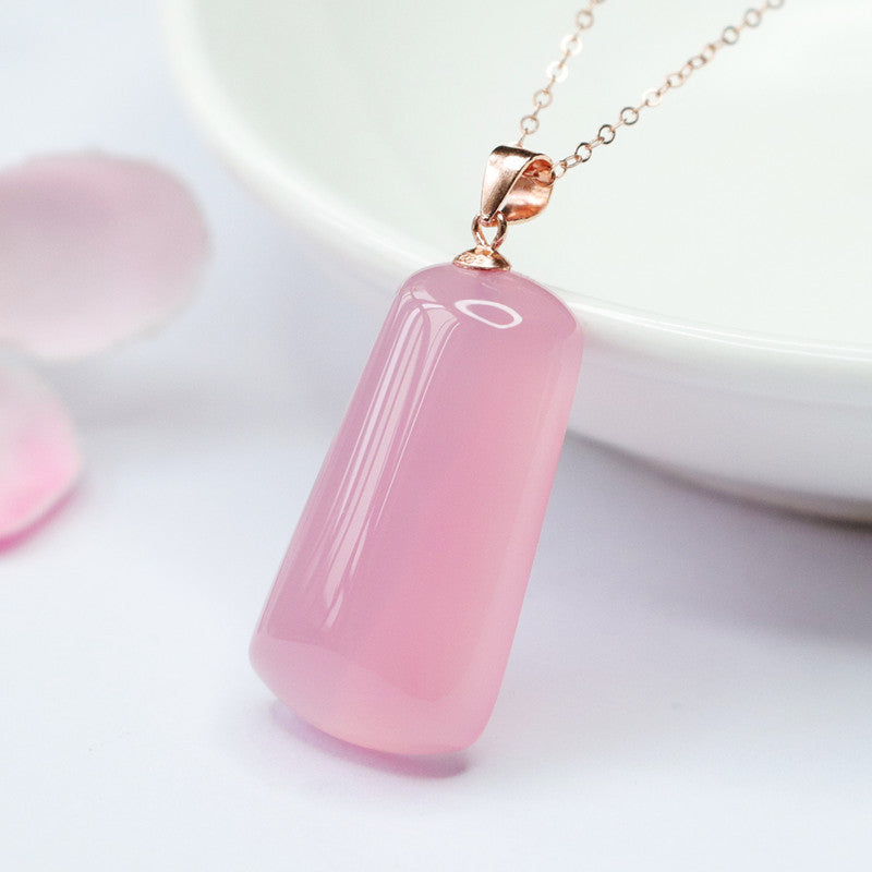 Inlay Natural Rose Chalcedony Lucky Agate Pendants