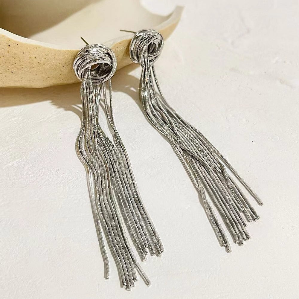 Women's Exaggerated Personalized Geometric Chain Long Tassel Earrings