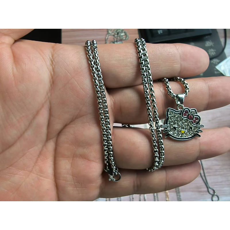 Women's Full Diamond Hello Kitty Millennium Hot Pendants