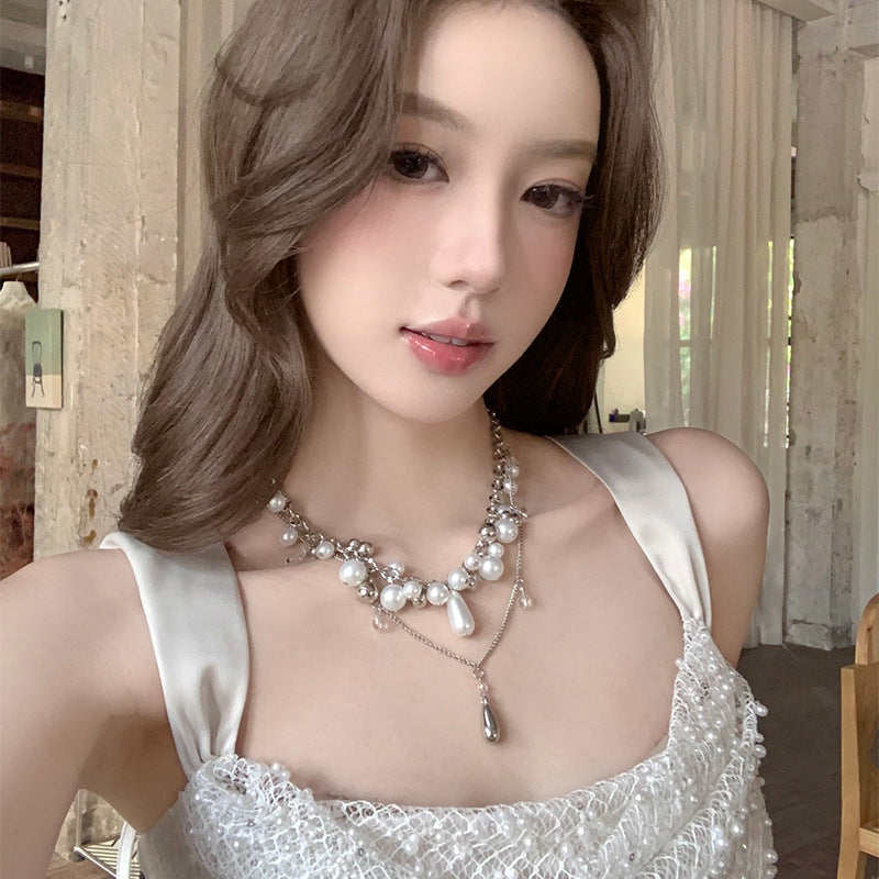 Women's Pure White Muses Exquisite Pearl High Necklace
