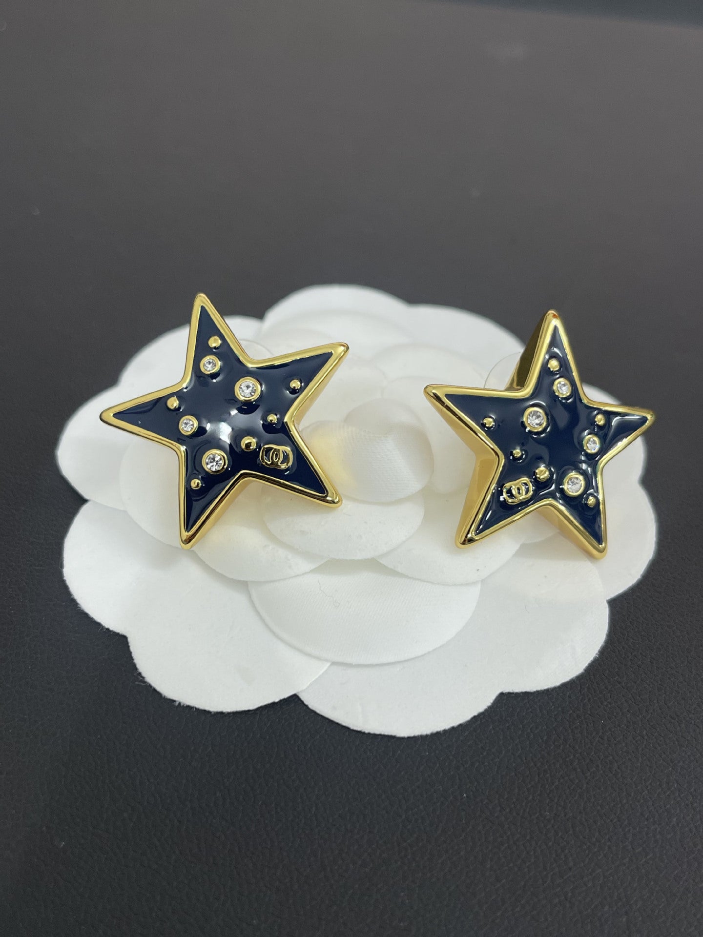 Gold Blue Two-color Five-pointed Star Light Luxury Temperament Ear High Earrings