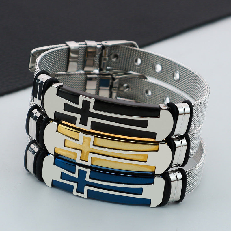 Stainless Steel Boys Fashion High-grade Cross Bracelets