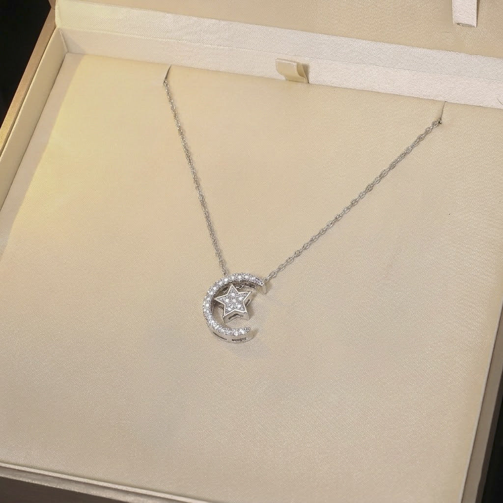 Women's Elegant Rainbow Fashion Star Moon Clavicle Necklaces