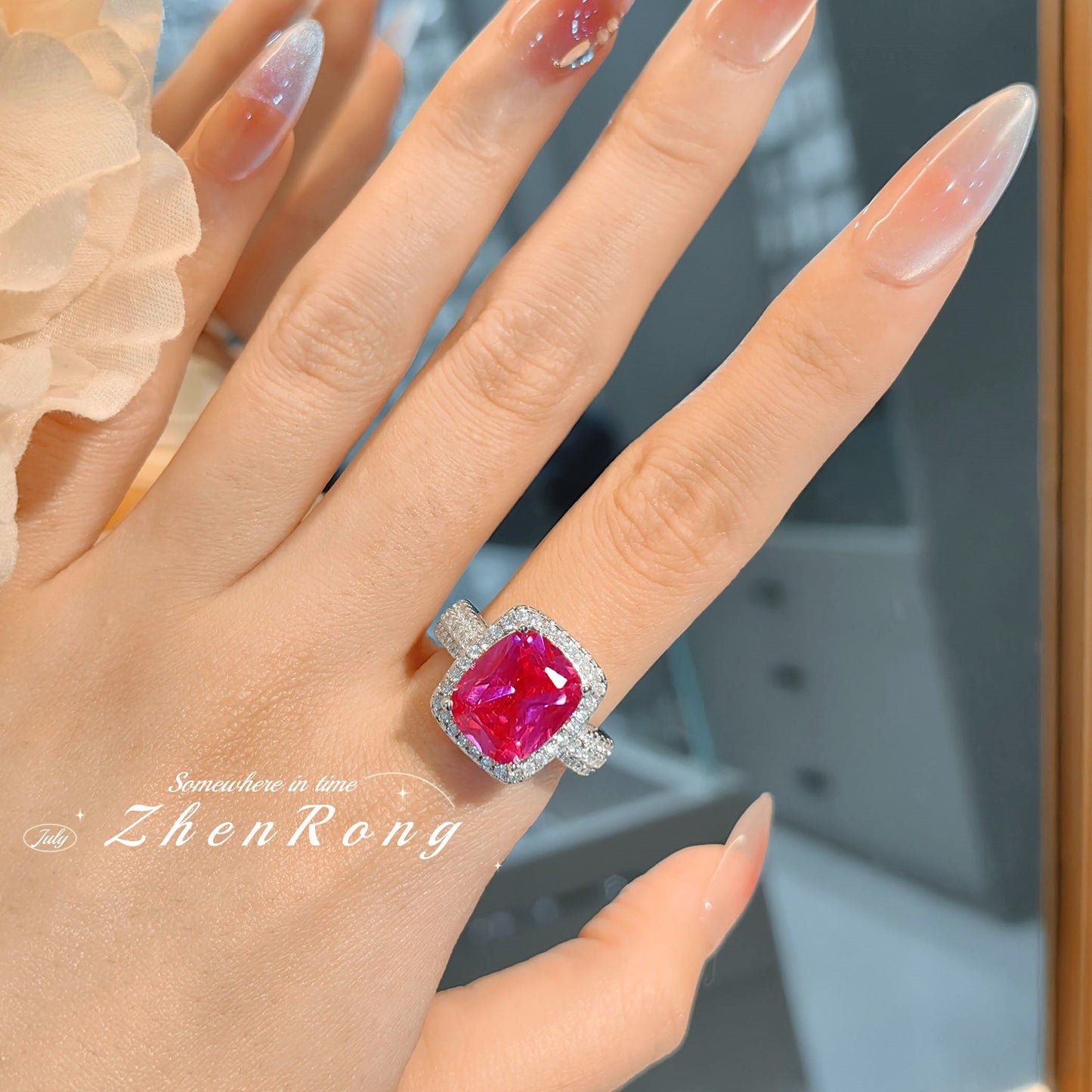 Women's Cultivation Ruby Vintage Pillow-shaped Fat Rectangular Rings