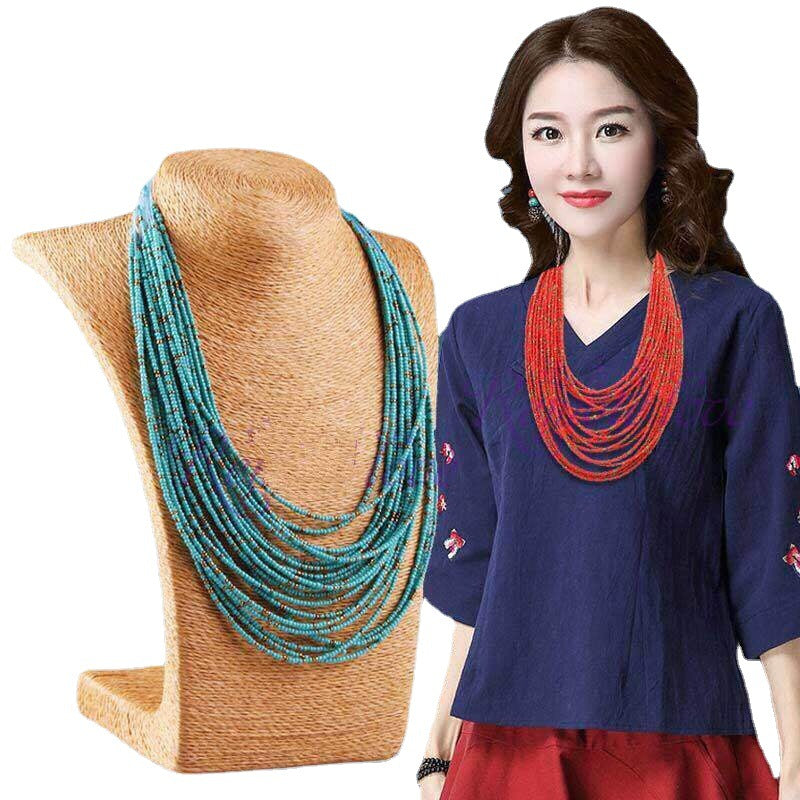 Ethnic Style Hand-woven Beads Stringed Multilayer Necklace
