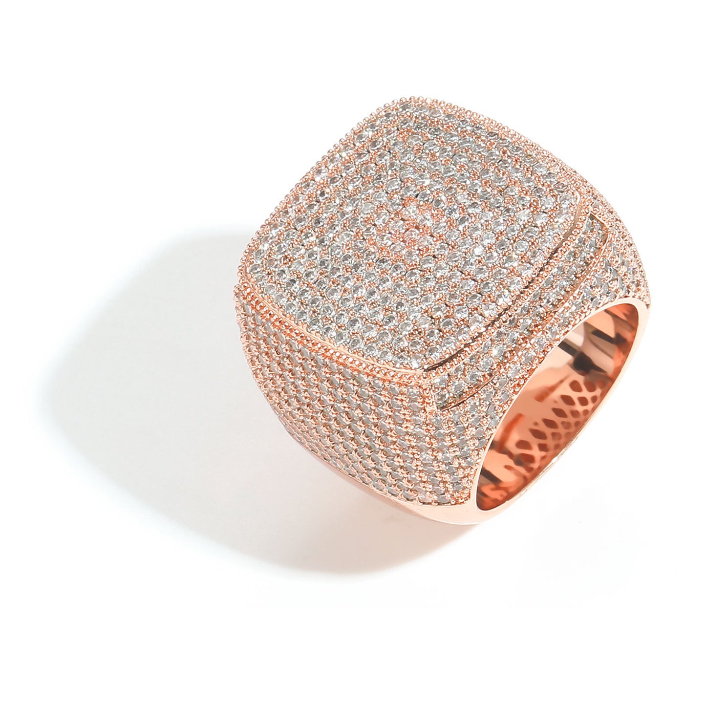Men's Full Diamond Square Exaggerated Micro Inlaid Rings