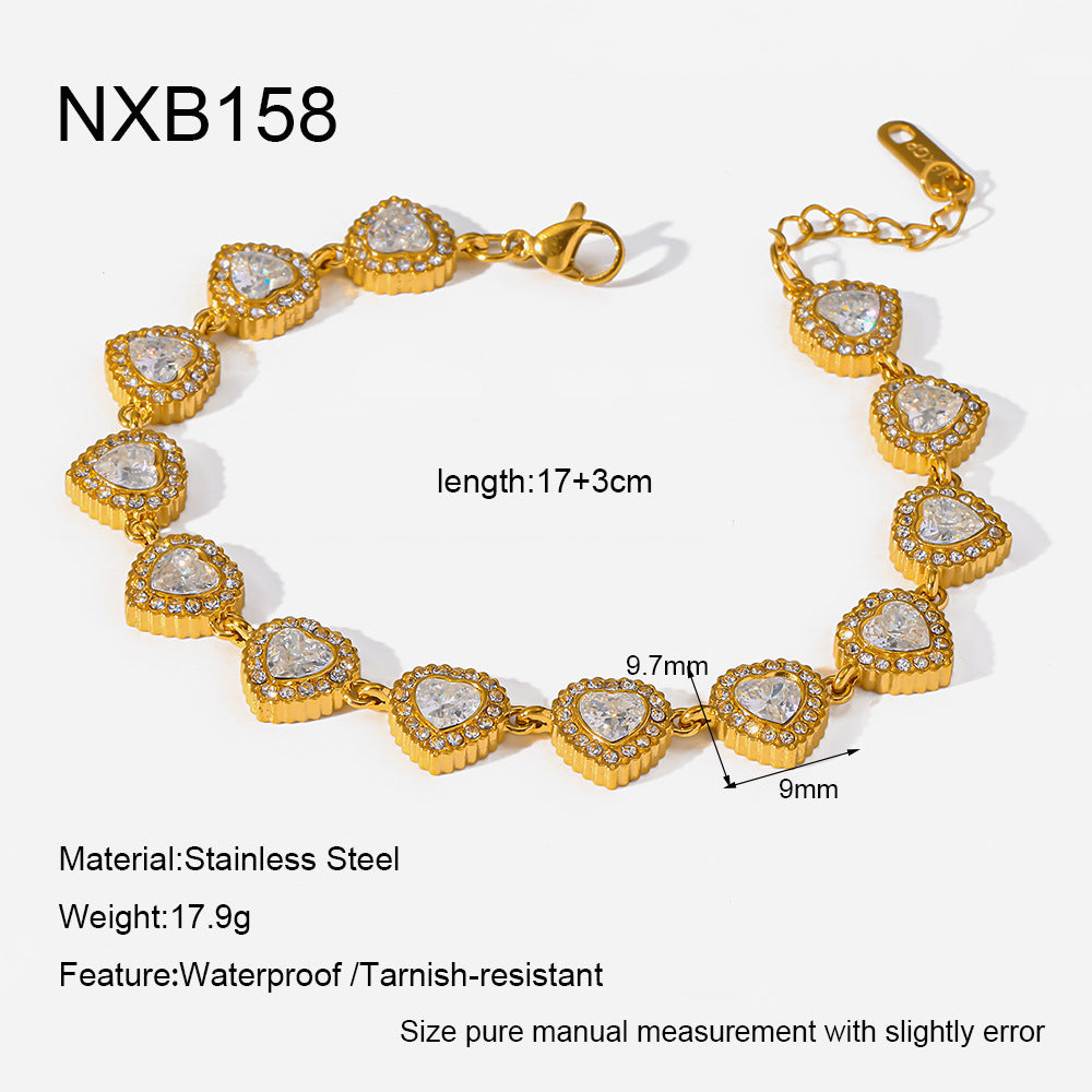 Women's Light Luxury Full Rhinestone Zircon Gold-plated Stainless Steel Bracelets