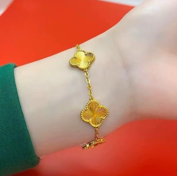 Women's Classic Pork Belly Clover Light Luxury Shining Laser Four-leaf Bracelet