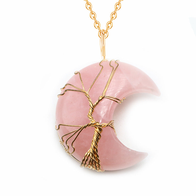 Handmade Ornament Moon Shape Natural Pink Pendants