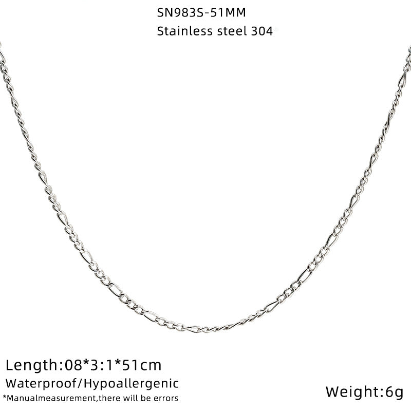 Stainless Steel Figaro Chain Hemp Flowers Water Necklace