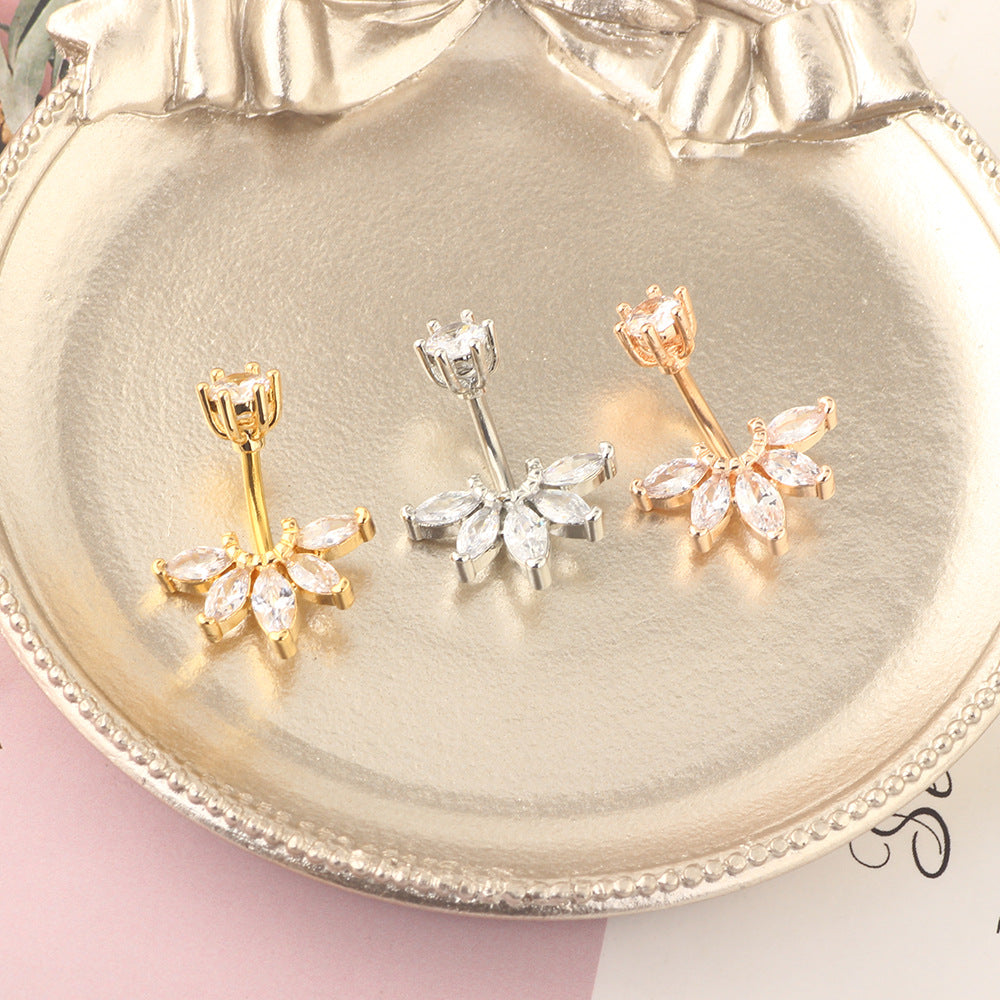 Double-headed Zircon Navel Human Body Puncture Double Zirconium Stud Earrings
