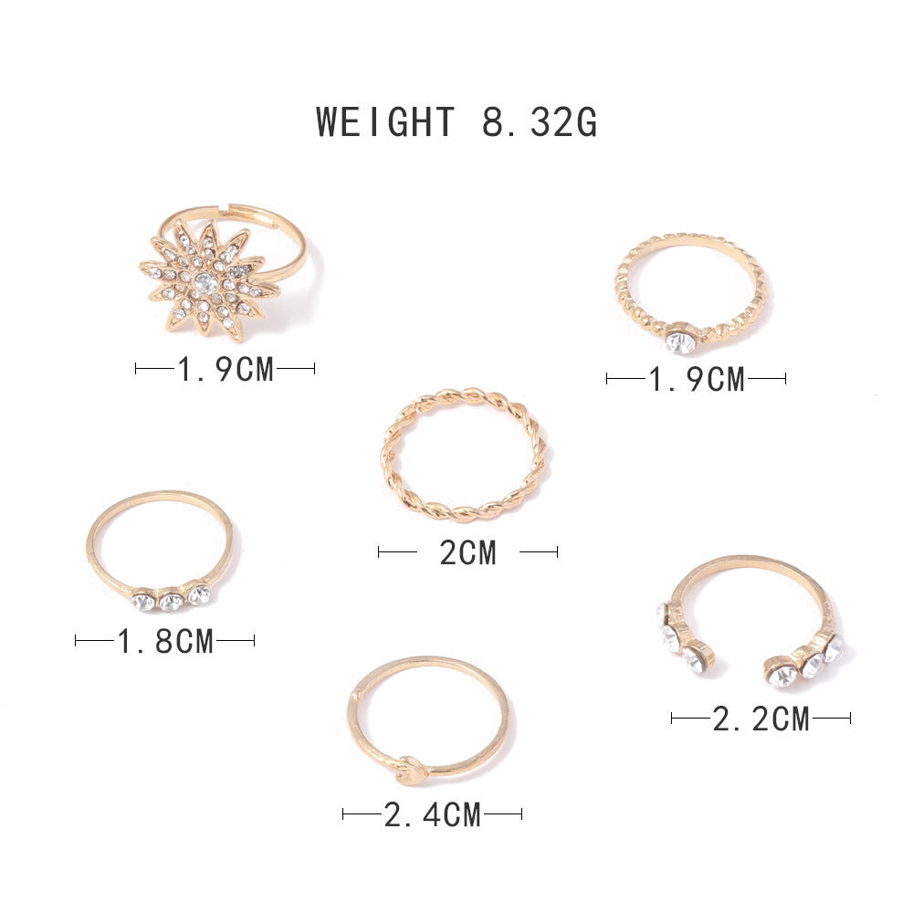 Combined Personality Sunflower Moon Spot Drill Rings