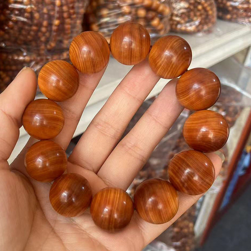 Black Oil High Density Wooden Prayer Beads Gentiana Pattern Bracelet
