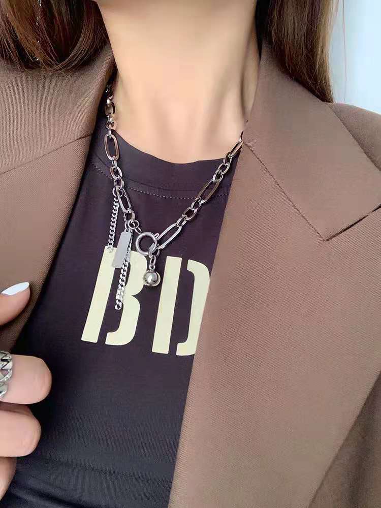 Women's & Men's Fashion Simple Titanium Steel Sweater Chain Personalized Hip Hop Necklace