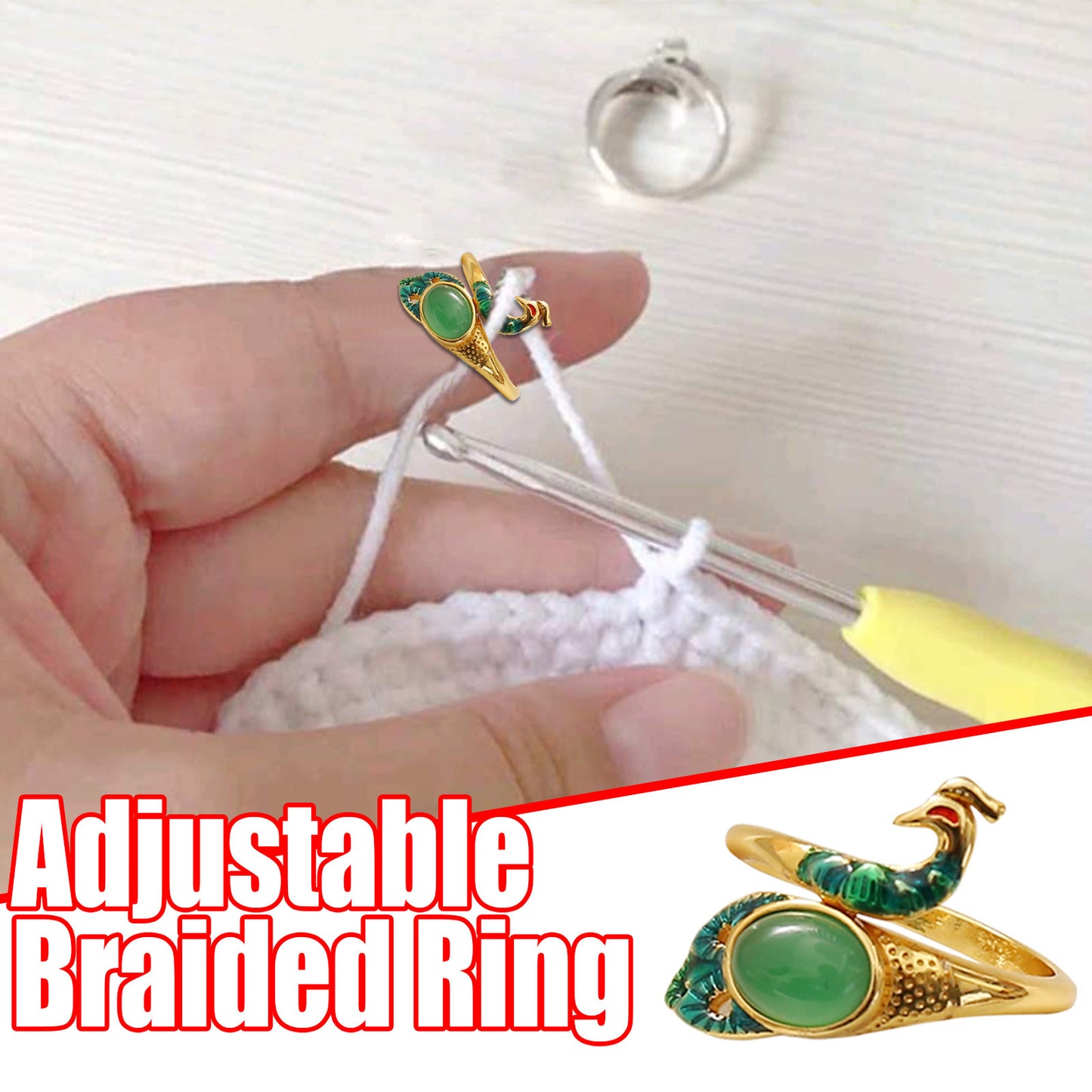 Stone Open Knitted Peacock Personalized Creative Rings
