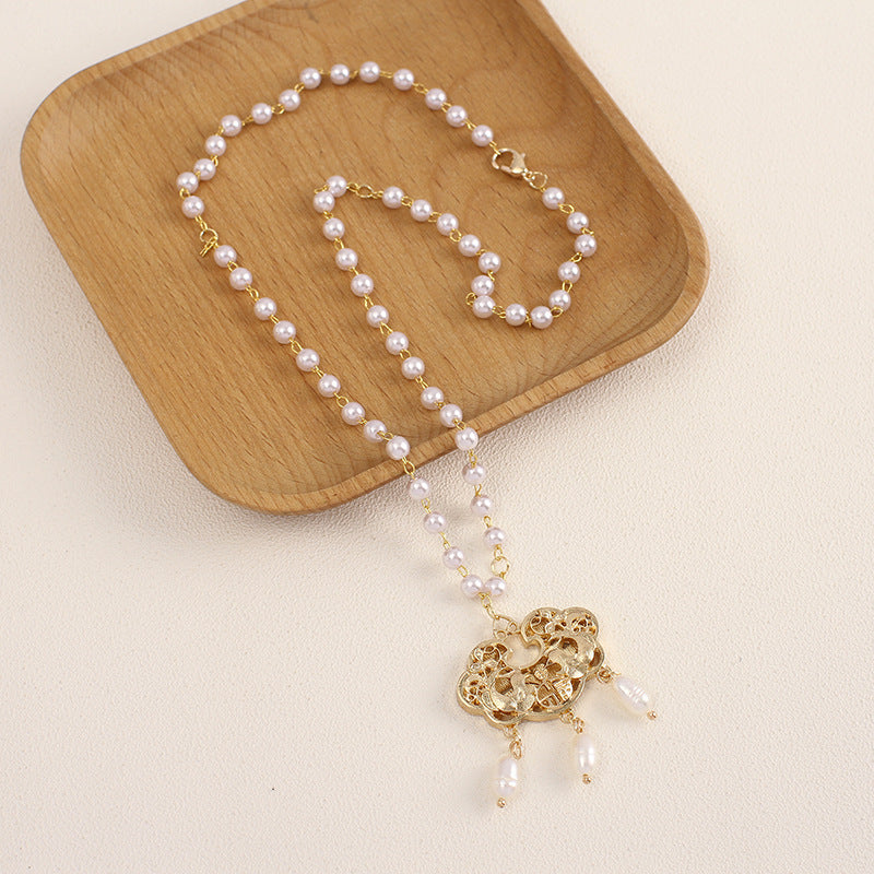 Safety Lock Pearl Of Precious Stones Ming Han Chinese Clothing Necklace