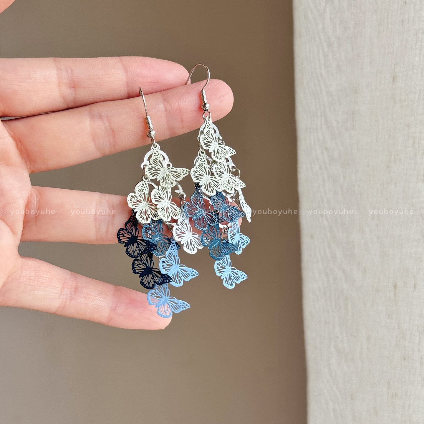 Women's Super Fairy Hollow Out Butterfly Tassel Light Earrings