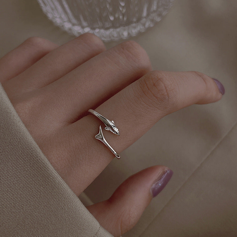 Women's Dolphin Tail Light Luxury Cold Style Design Simple Open-end Rings