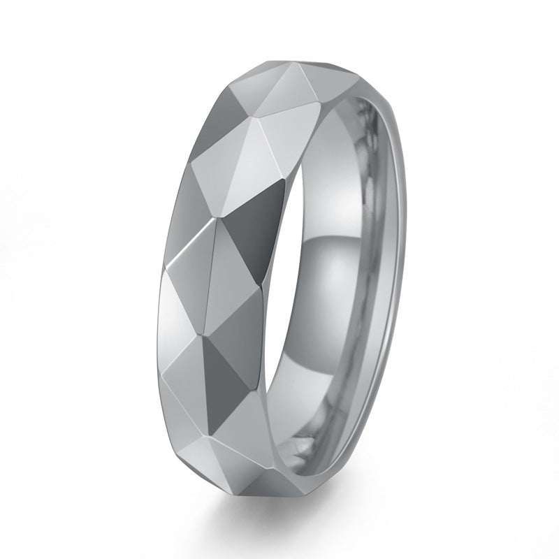 Men's Tungsten Diamond Ornament Cutting Surface Personalized Rings