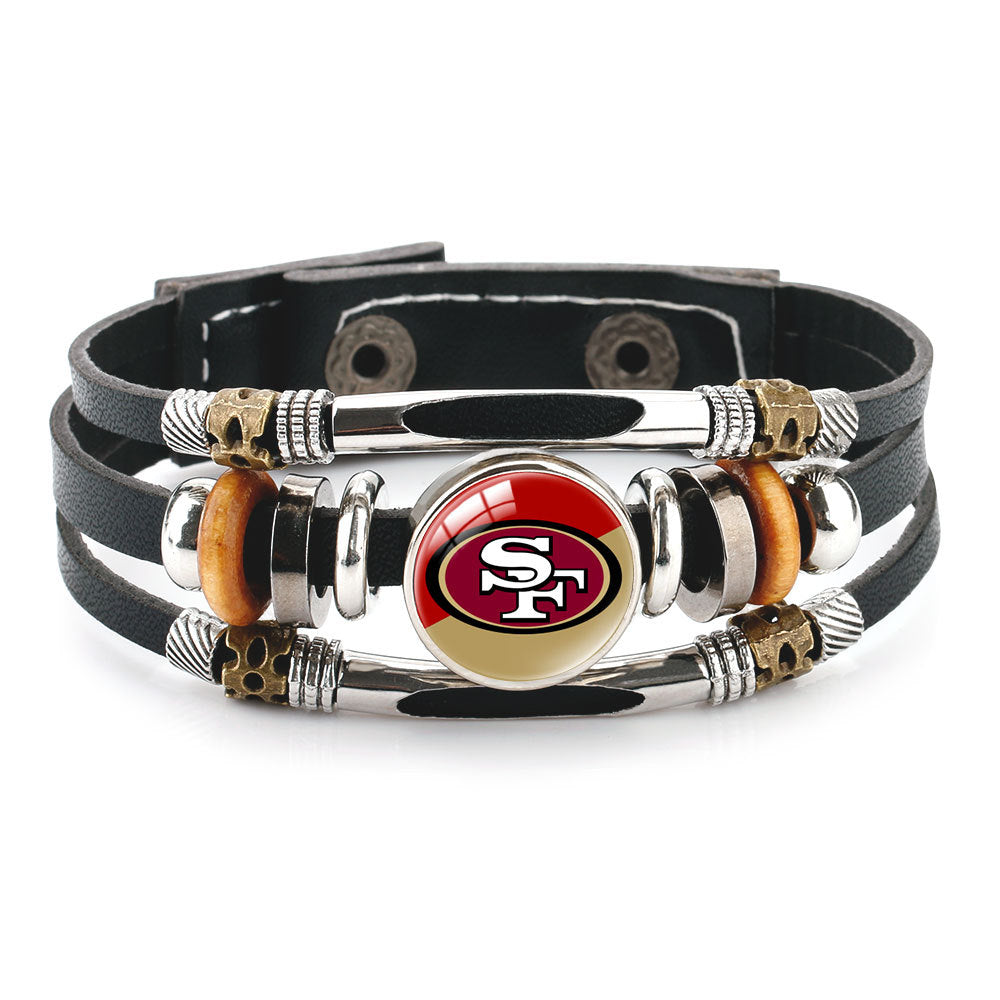 Genuine Leather Hand Professional Rugby League Team Time Stone Bracelet