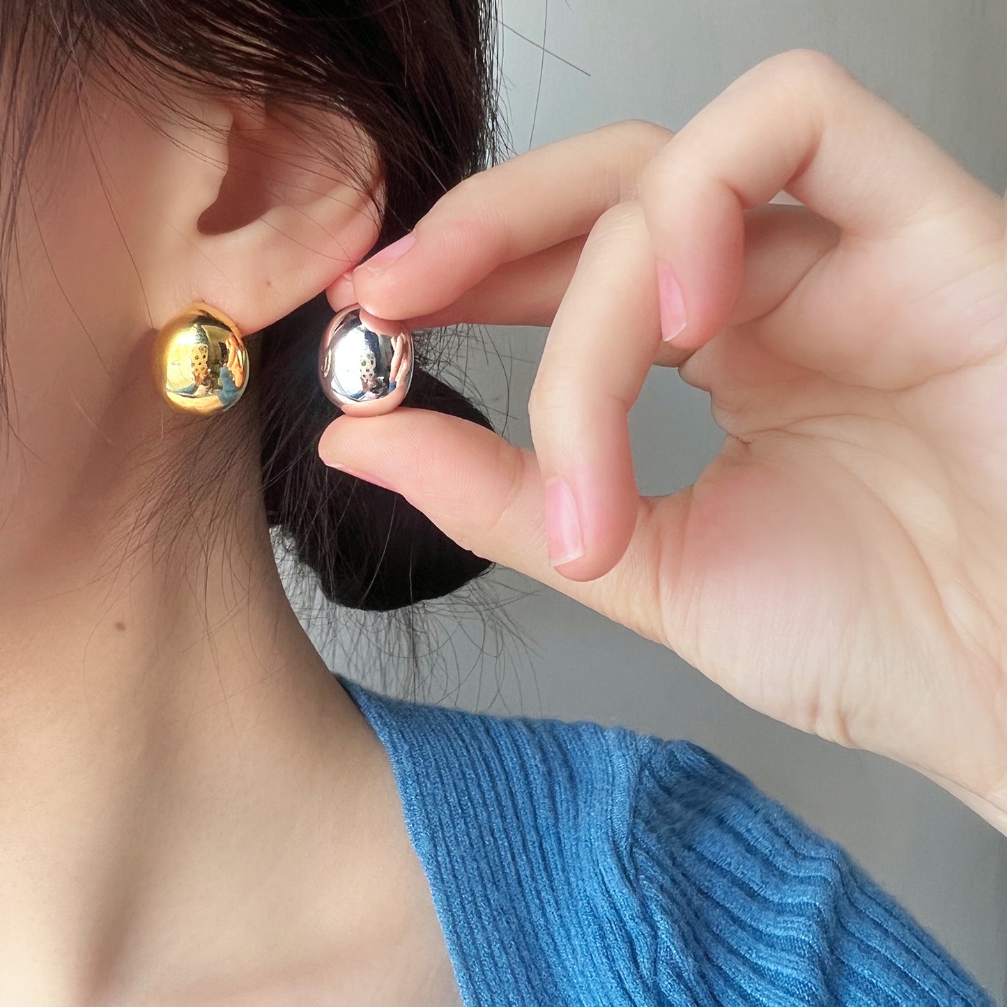Metal Small Beans Tide Retro Style Female Earrings