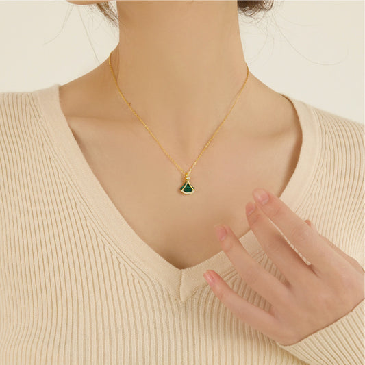 Skirt Malachite Female Sier Fan Niche Design Necklaces