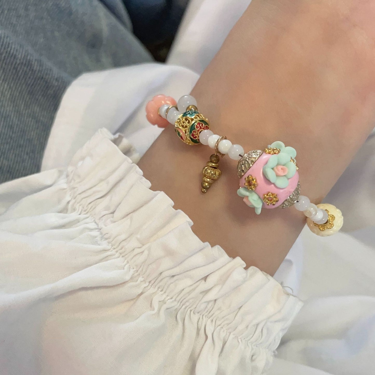 Women's Chinese Retro Ethnic Style Natural Stone String For Bead Bracelets