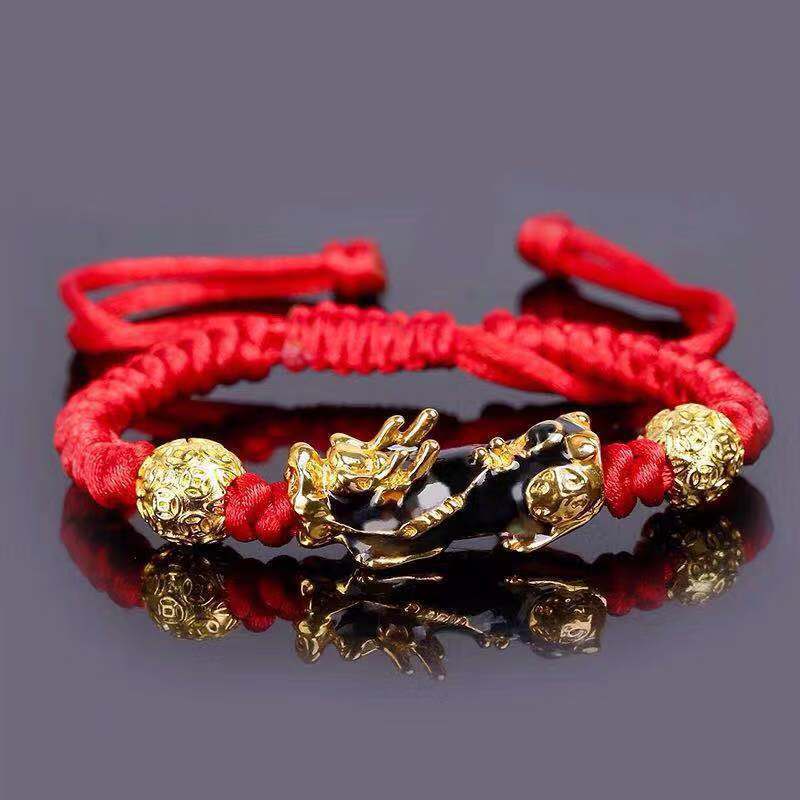 Red Rope Single Gold Braided Woven Bracelets