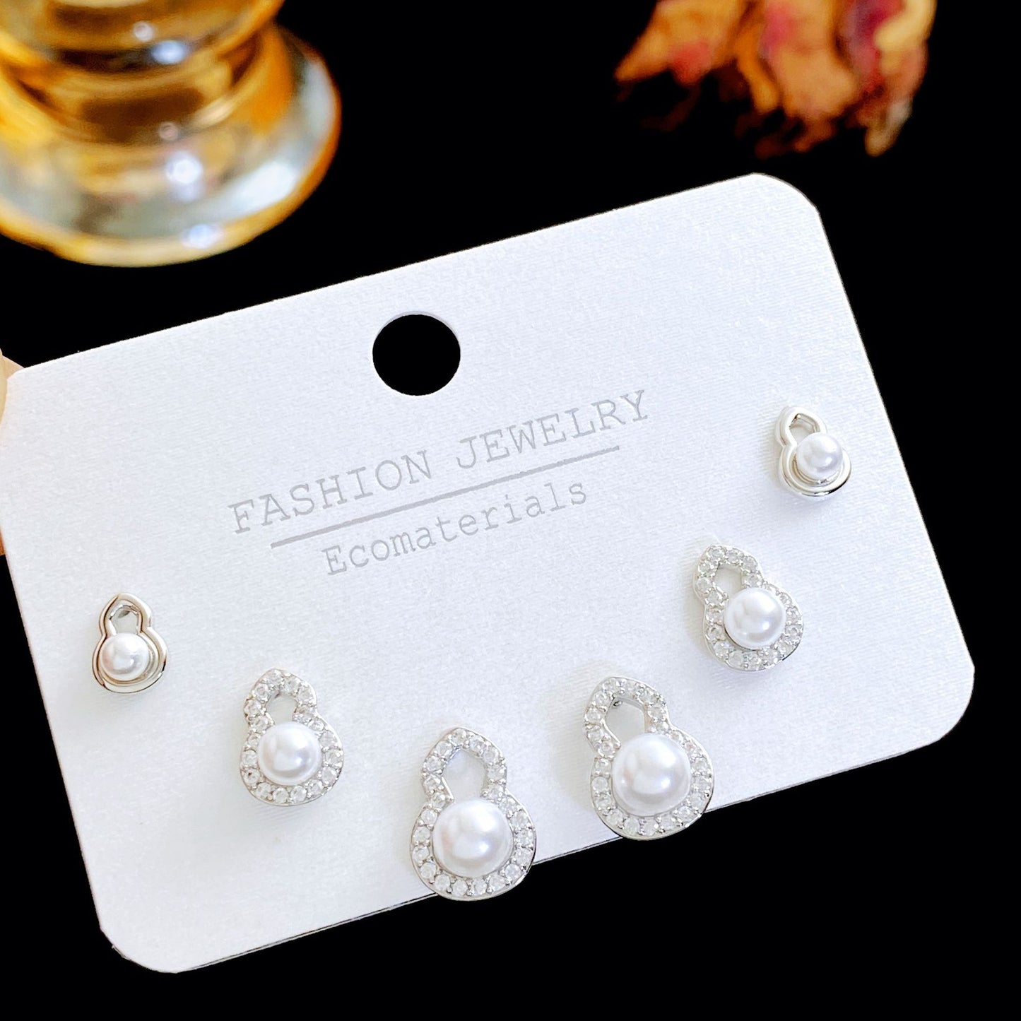 Women's Needle Simple Series Three Pairs Storage Ear Rings