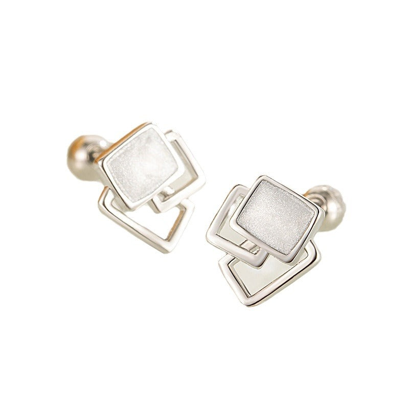 Women's Geometric Square Screw Fashionable High-grade Frosty Earrings