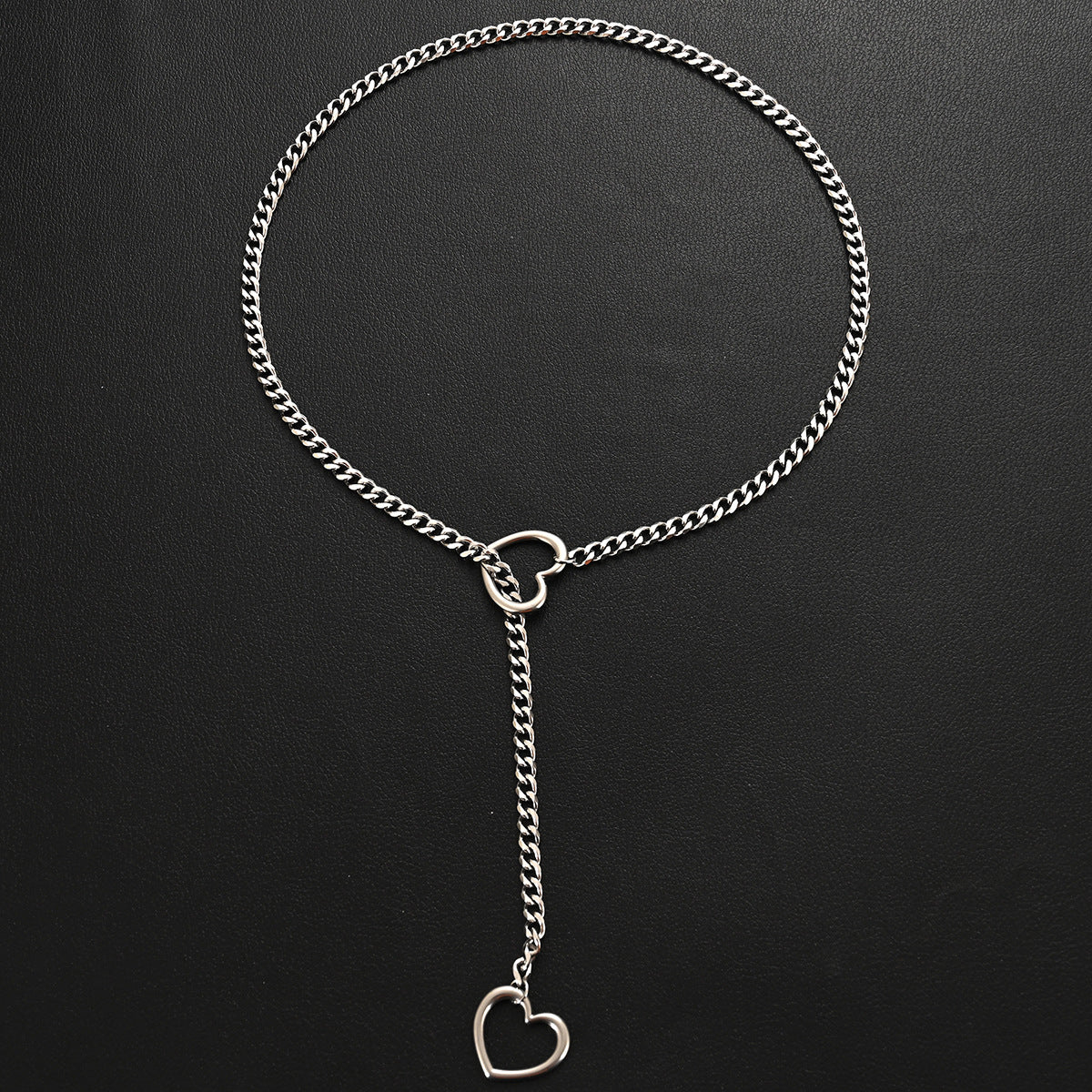 Punk Gothic Cuban Adjustable Love Heart Necklace