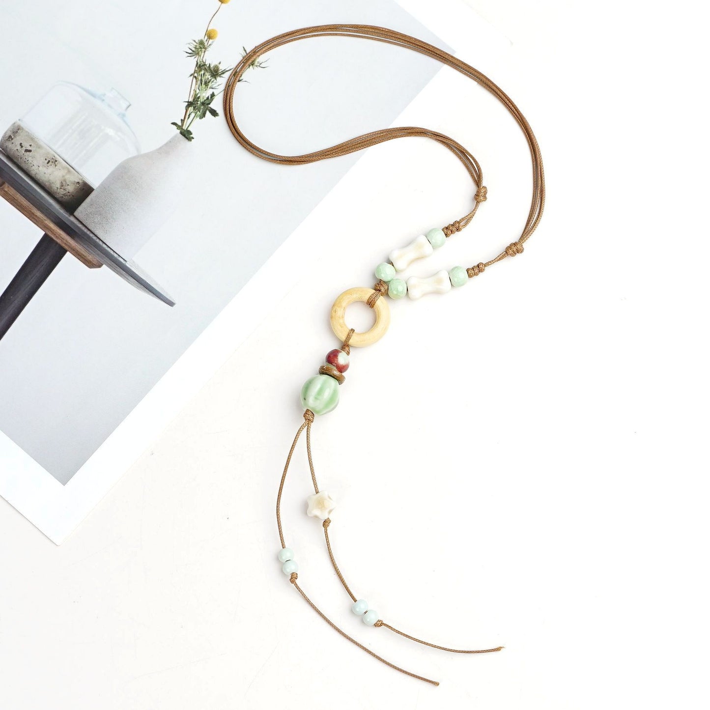 Style Personalized Trendy Ceramic Geometric Colorful Fish Long High-grade Necklace