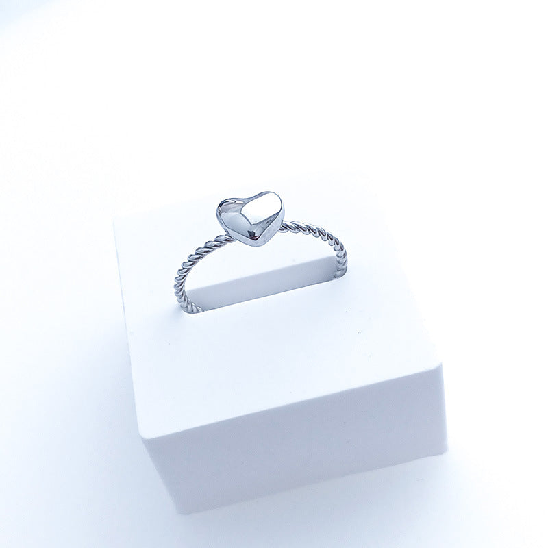 Women's Steel Love Heart-shaped Niche Simple Twist Titanium Rings