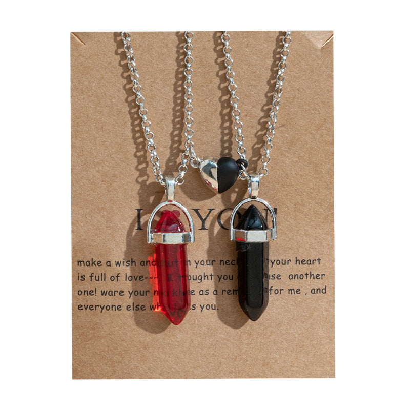 Prism Couple Magnetic Natural Stone Crystal Pendants