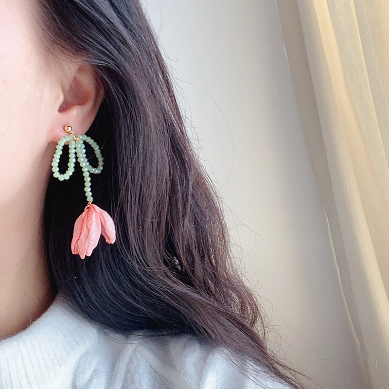 Spring Opening Tulip Flower Energetic Elegant Sweet Style Gentle Stud Earrings