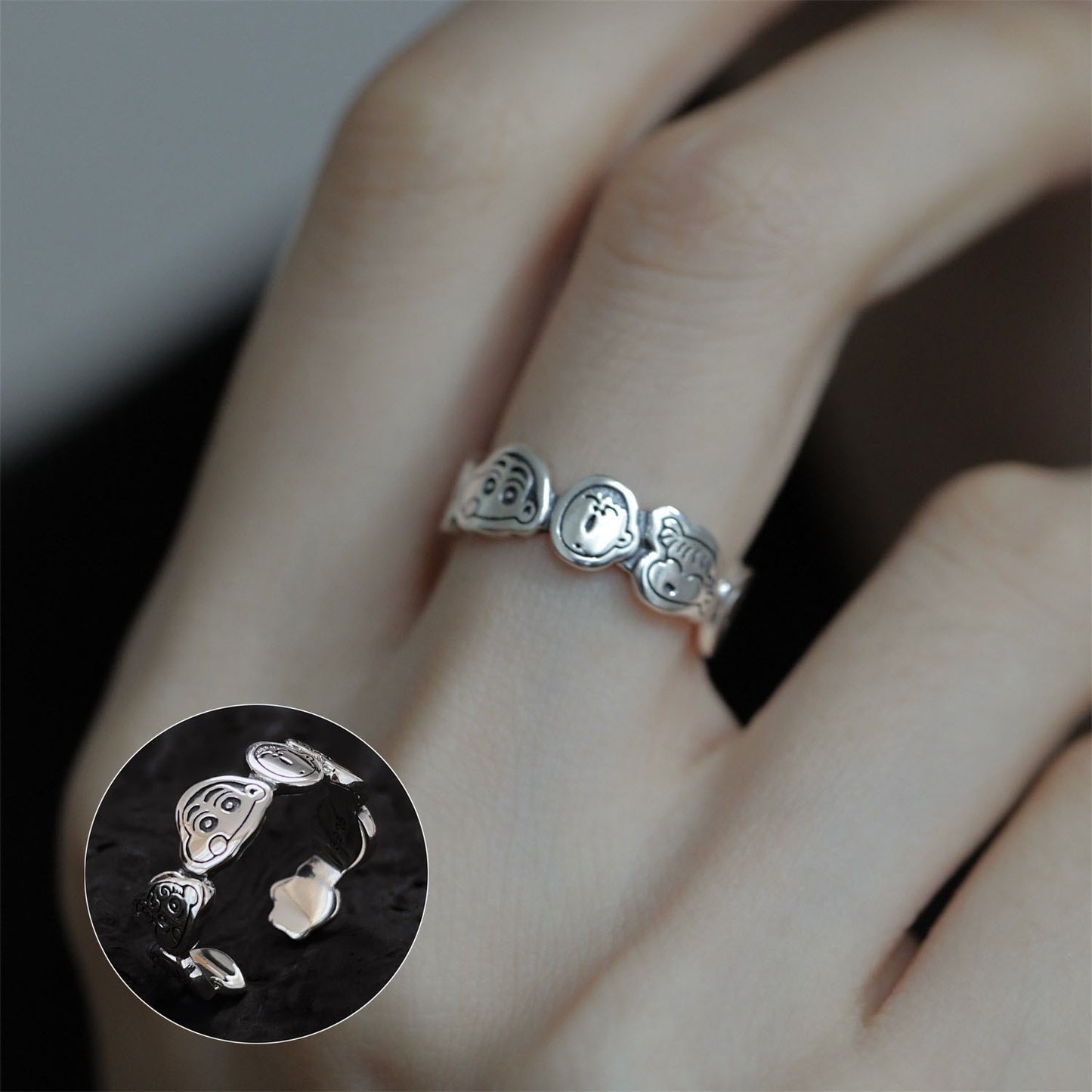 Roman Numeral Female Retro Fashion Chain Open Hip Hop Ring