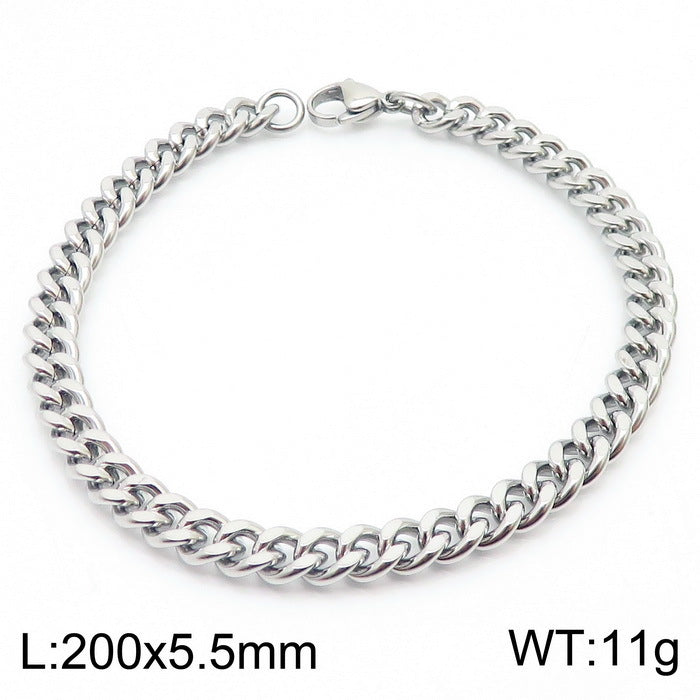 Men's Fashion Side Flat Chain Stainless Steel Bracelets