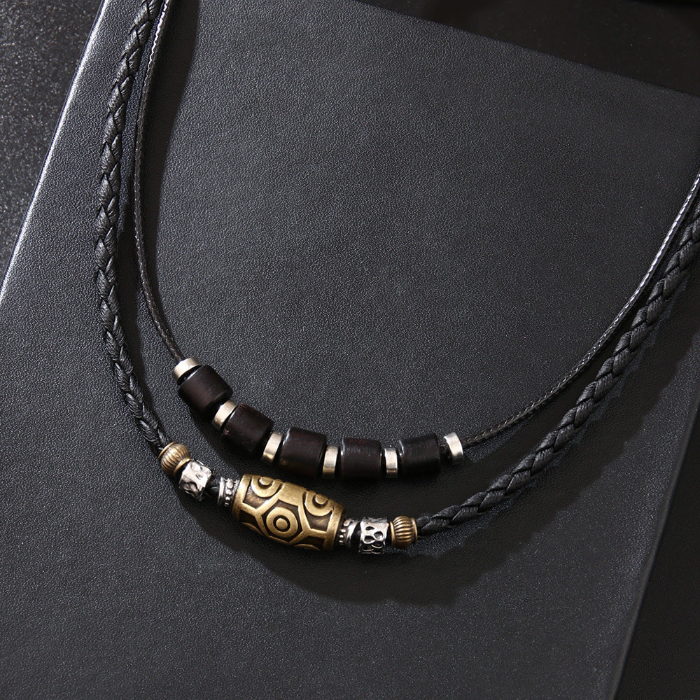 Men's Vintage Personalized Woven Wax Rope Antique Clavicle Necklaces