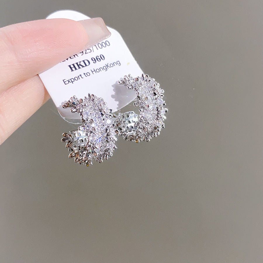Women's Zircon Flower Light Luxury High-grade Temperament Fashion Earrings
